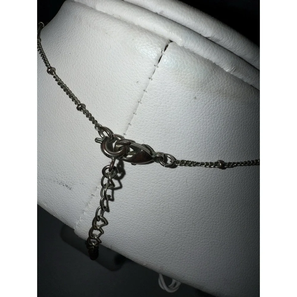 Silver Tone & White Milk Glass‎ Navettes  Y Drop Necklace NR Signed Vintage Avon